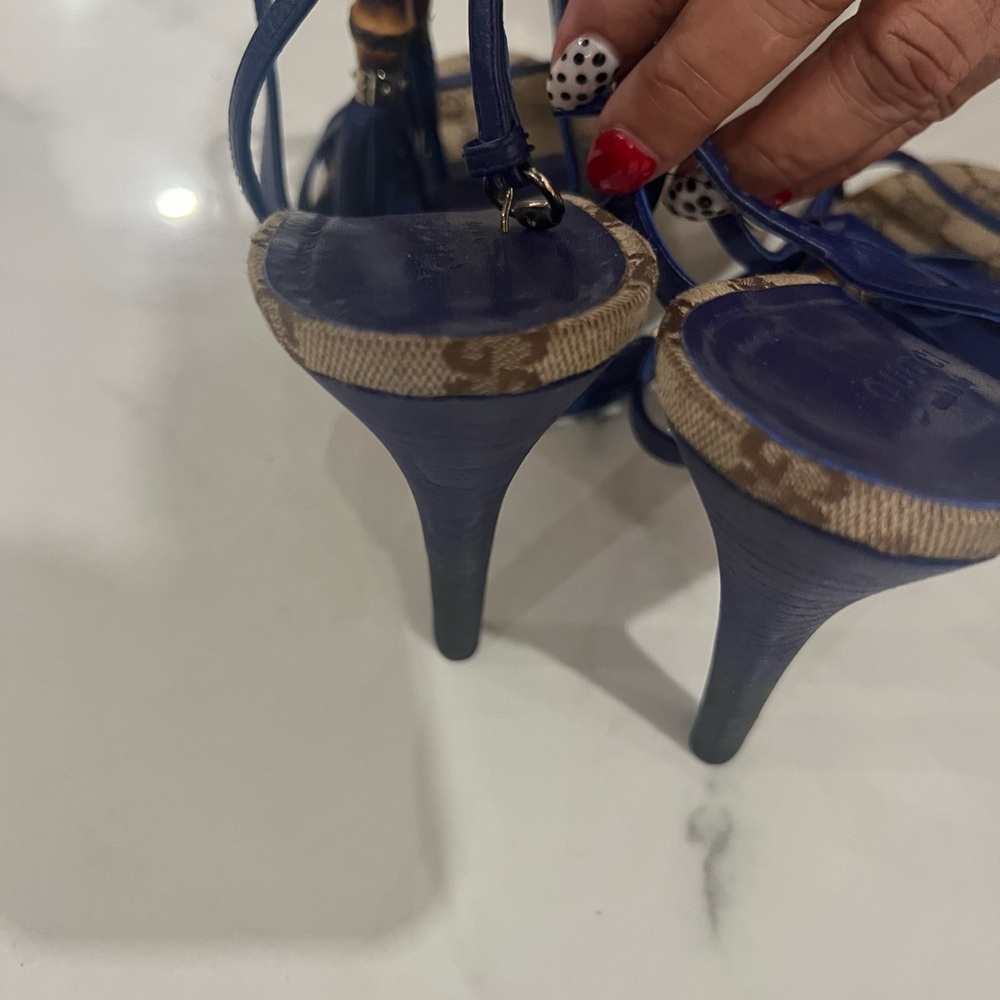 Gucci Blue Leather Strappy Heels - Picture 8 of 11